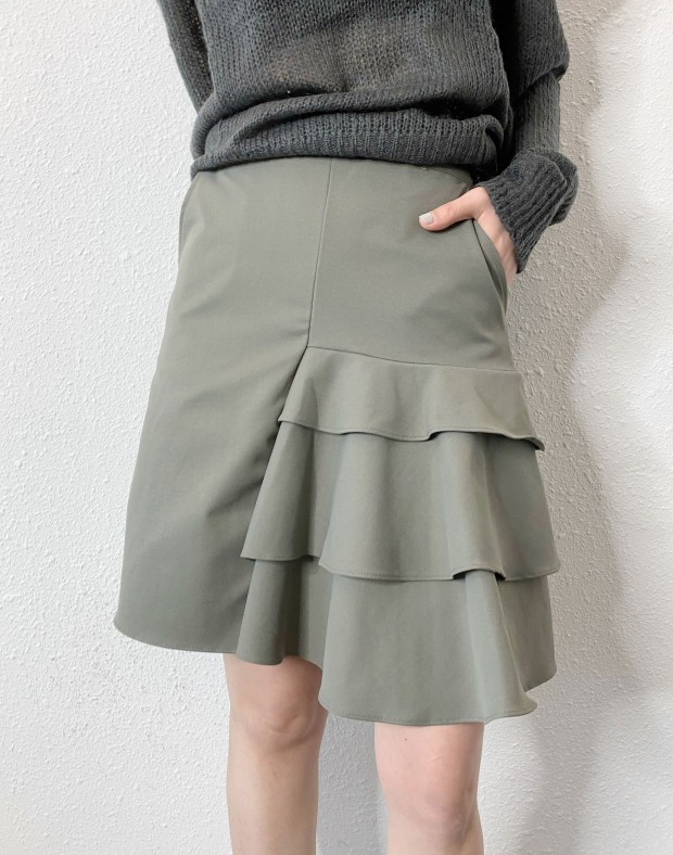 Grey Irregular Ruffle Skirt #250319